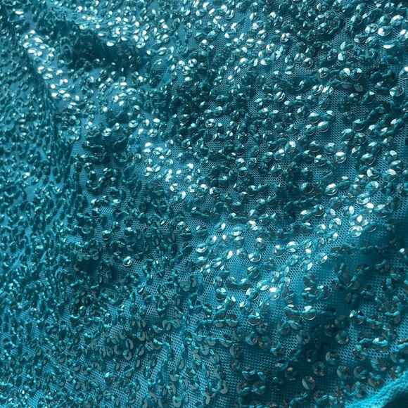 Betsey Johnson Evening Strapless Sequin Silk Mini Dress 2 Blue 2010s Formal Prom - Picture 3 of 8